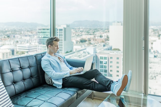 man working at laptop