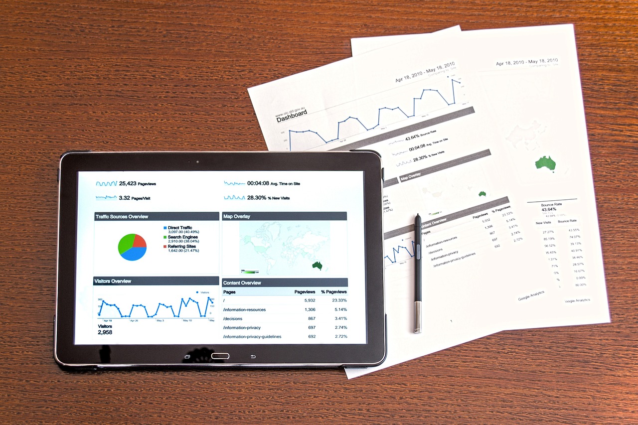 Tablet and paper with information about management.