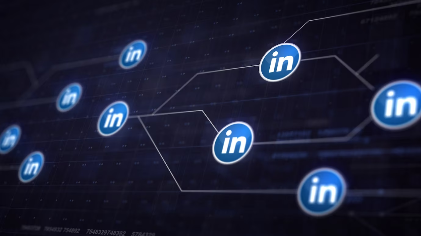 LinkedIn icon representing a network connection resembling a circuit board.